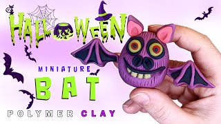 DIY How To Make Miniature Halloween Bat With Polymer Clay  Halloween sculpts 🎃 [upl. by Desmond]