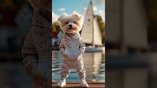 The puppy also dreams of traveling to the sea dog animals cute ai bichonfrise pets aiart [upl. by Narag]