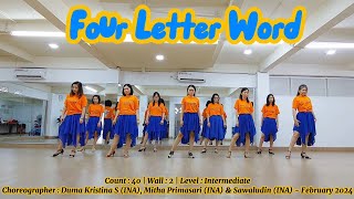 Four Letter Word  Line Dance  Level  Intermediate  Choreo  Duma  Mitha amp Sawaludin INA [upl. by Doowle108]