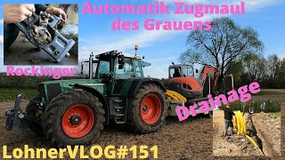 LohnerVLOG151 Fendt Favorit 818 Neuson 6003 in der Drainage I Rockinger Automatik Anhängekupplung [upl. by Rdnaskela443]