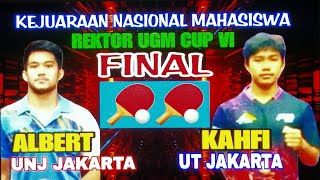 Final Albert UNJ DKI vs Kahfi UT Jakarta 🏓 Final Kejuaraan Nasional Rektor Ugm Cup VI Mahasiswa [upl. by Lebbie]