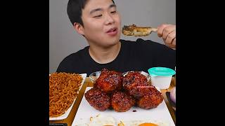 Black Bean Noodles Eggs Spicy Fried Chicken Steak and Kimchi❤️😋mukbang asmr gongsamtable203 [upl. by Ennyleuqcaj]