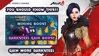 MIR4 YOU SHOULD KNOW THIS  MINING BOOST VS DARKSTEEL GAIN BOOST  HOW TO GAIN MORE DARKSTEEL [upl. by Ayanal]