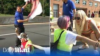 Ive got kids to feed Furious commuters confront climate activists in Washing DC [upl. by Ker]