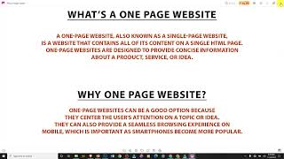 1 INTRODUCTION TO ONE PAGE WEBSITE [upl. by Hyacinthie513]