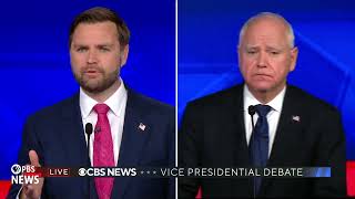 WATCH CBS cuts Vance’s mic during factcheck on immigration  CBS Vice Presidential Debate [upl. by Ivey957]