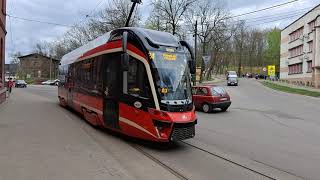 Tramwaje Śląskie  Moderus Beta 1002 zawraca na trójkącie w Sosnowcu Konstantynów Okrzei [upl. by Cesya]