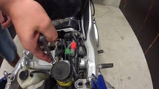 Yamaha TDM850 battery removal [upl. by Ahen655]