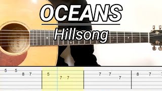 Hillsong  Oceans Where Feet May Fail EASY Guitar Tabs Tutorial [upl. by Hanah]