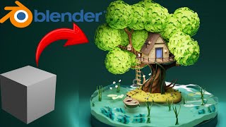 3D Tree House in Blender  3D Modeling Timelapse [upl. by Lennor672]