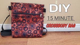 DIY 15 MINUTE CROSSBODY BAG FAST MAKING UNDER AN HOUR CROSSBODY BAG SEWING TUTORIAL [upl. by Dleifrag]