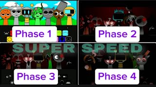 Sprunki Incredibox  Phase 1 vs Phase 2 vs Phase 3 vs Phase 4  Super Speed They are not real [upl. by Tomaso]