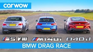 BMW 840d vs M140i vs E60 M5 V10  DRAG RACE ROLLING RACE AND BRAKE TEST [upl. by Eclud]