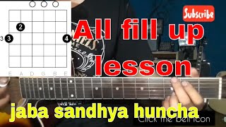 Jaba sandhya huncha guitar lesson  fill up lesson [upl. by Kellda378]