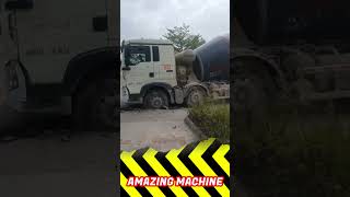 Truck Loading Fail Cement Mixer Damages Road Surface truck excavator [upl. by Adelbert674]