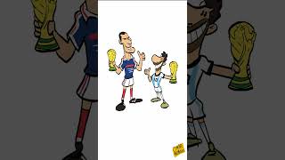 Zidane and Messi and on Scoring in A World Cup Final football cartoon [upl. by Yeslek491]