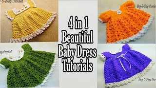 Easy crochet baby dress  4 in 1 Crochet dress tutorials  Bag O day Crochet Tutorial [upl. by Ardnovahs]