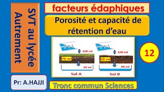 Propriétés du sol Porosité totale  Capacité de rétention deau exemples et exercice [upl. by Aihtenyc]