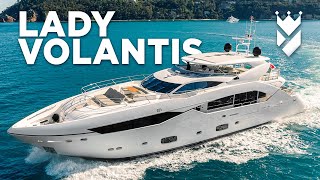 Walk through this beautiful Sunseeker 115 for charter quotLADY VOLANTISquot [upl. by Nisay]