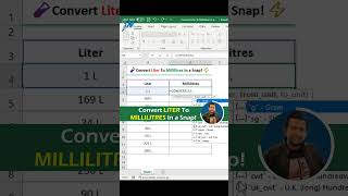 Did You Know This EASY Trick Converts Liters to mL in Excel 😮 Excel Tutoring shorts [upl. by Ecirtra]