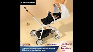 Folding Twoway Lightweight Baby Stroller Can Sit and Lie Pram High Landscape Travel Portable Infant [upl. by Atsirt]