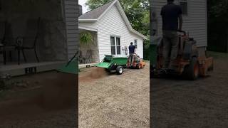 Pulling a Topdresser with a Stand on Mower scag [upl. by Enahpets]