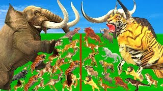 Modern vs Prehistoric Wild Animals Size Comparison Animal Epic Battle Tusked Elephant vs Tiger Bull [upl. by Alecram]