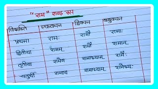 राम शब्द रूपram shabd roop sanskrit meinram ke rooprama shabd ke roopData Education [upl. by Andras]