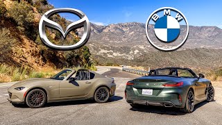 Mazda MX5 RF ND3 vs BMW Z4 M40i Manual  Rare Breeds  Everyday Driver [upl. by Ynelram705]