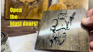 Wooden coaster carving Star Wars  Your friendly neighborhood Storm Trooper [upl. by Rivy]