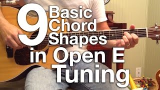 Basic Chord Shapes in Open E Tuning [upl. by Jahdal22]