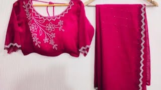 Meesho లో georgette saree with stitched blouse ఇంతా తక్కువలో నా😱Honest reviewsytshorts [upl. by Jair546]