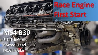 E46 Race Engine First Start  Rebuilt Engine with Schrick Cams and M50 Intake Swap [upl. by Hgielac]