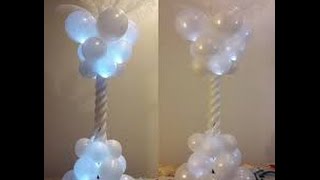 DIY Balloon column with balloon lights and feathers Great Balloon Decoration piece [upl. by Welton350]