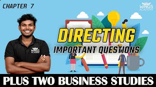 DIRECTING  PLUS TWO BUSINESS STUDIES  CHAPTER 7  SURE QUESTIONS  WINGS ACADEMY [upl. by Coop]