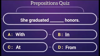 ENGLISH GRAMMAR QUIZ  PREPOSITIONS  Can You Score 2020 [upl. by Rotman]