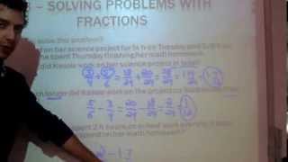 Math 8  Topic 38  Solving Problems With Fractions [upl. by Malynda]