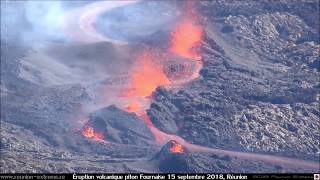 Éruption volcanique piton Fournaise  15 septembre 2018  Réunion [upl. by Ahsinrat]