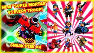 Every Troop vs NEW Super Mortar Boom Beach Sneak Peek 4 [upl. by Airetahs669]