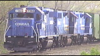 RailFuzz Railfan Video 123  Conrail freight trains in Berks County PA in the mid 1990s [upl. by Eneri]