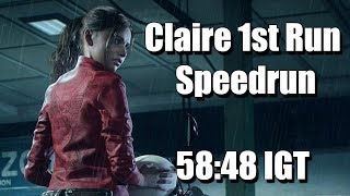 RE2  Claire 1st Run Speedrun in 5848 IGT New Game Standard [upl. by Tubb685]