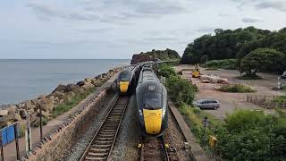 Two GWR Intercity Express Trains pass Langstone rock Dawlish Warren 3 August 2024 [upl. by Coletta]