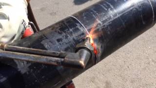 Pipe beveling with a cutting torch oxygen actelyne [upl. by Adnohsel267]