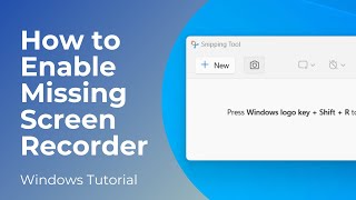 How to Enable Missing Screen Recorder in Snipping Tool in Windows 11 [upl. by Ahsitul]