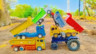 Accident Bulldozer  Dumper  Rickshaw  Tractor  Volvo Bus  Tipper Truck  Cartoon kids cartoon [upl. by Sueddaht]