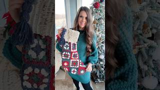 Easy Granny Square Stocking Crochet Pattern crochetpattern crochetstocking diychristmas crochet [upl. by Yrahk]