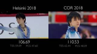 Yuzuru Hanyu SP  Otoñal  Helsinki vs COR [upl. by Nolak]