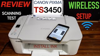 Canon Pixma TS3450 Setup Wireless Setup Install Setup Ink Load Paper Wireless Scanning amp Review [upl. by Herstein]