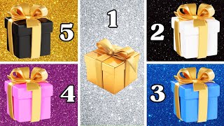 Elige un Regalo de 5 🎁😍🌈👑  Adivinanzas de Regalos  Cajas Misteriosas 🎉  Reto Resuelto 👑 [upl. by Nanyk]