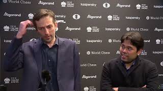 Hikaru Nakamura and Alexander Grischuk after Round 3 of the FIDE Grand Prix 2022 in Berlin [upl. by Nogaem]